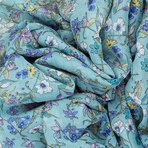 Light Blue Woven Digital Printed Chiffon Silk Saree With Floral Motifs