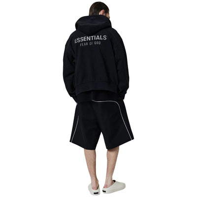Fear Of God Essentials Classic Fleece Jet Black Metalic Zip-Up Hoodie (SS25)