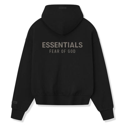 Fear Of God Essentials Classic Fleece Jet Black Metalic Zip-Up Hoodie (SS25)