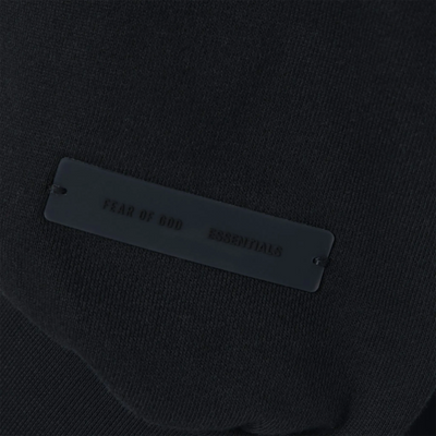 Fear Of God Essentials Classic Fleece Jet Black Zip-Up Hoodie (SS25)