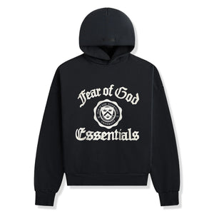 Fear Of God Essentials Heavy Fleece Vintage Shrunken Black Hoodie (FW24)