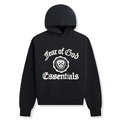 Fear Of God Essentials Heavy Fleece Vintage Shrunken Black Hoodie (FW24)