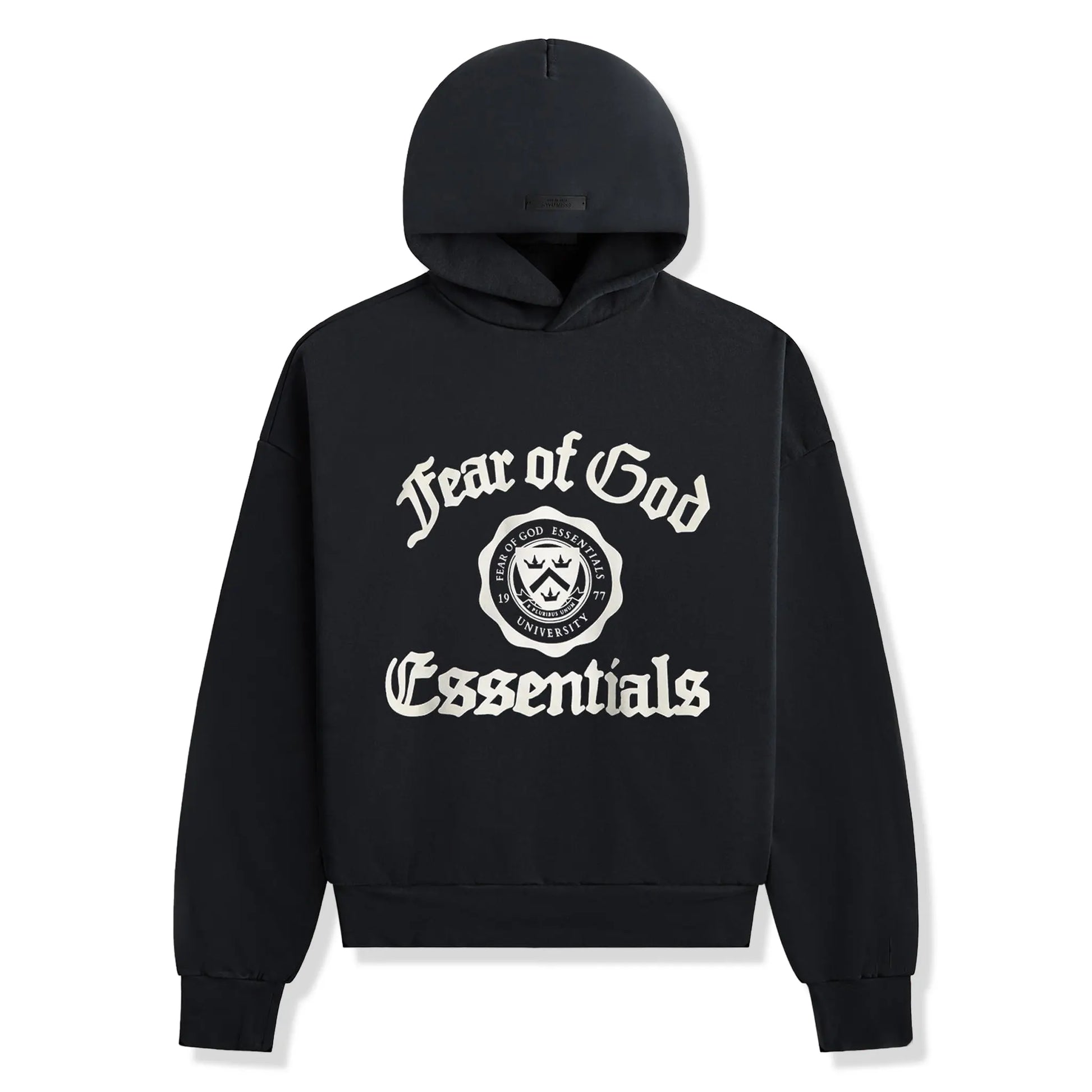 Fear Of God Essentials Heavy Fleece Vintage Shrunken Black Hoodie (FW24)