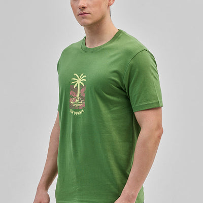Sun Downer Green Slim Fit T-Shirt