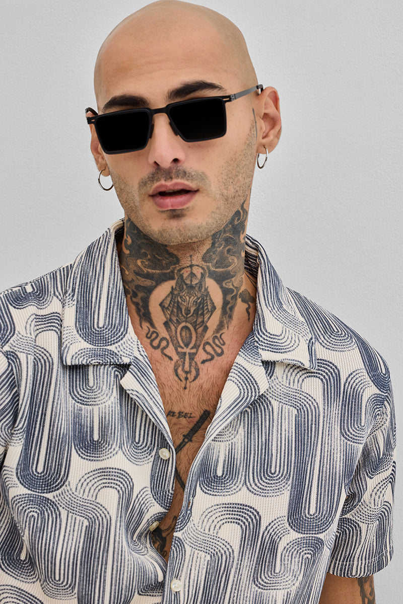 Blue Abstract Box Fit Shirt