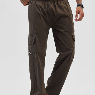 Dark Brown Relaxed Fit Parachute Pants
