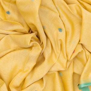 Sandal Handloom Bengal Cotton Saree With Jamdnai Llama Motifs in the Pallu