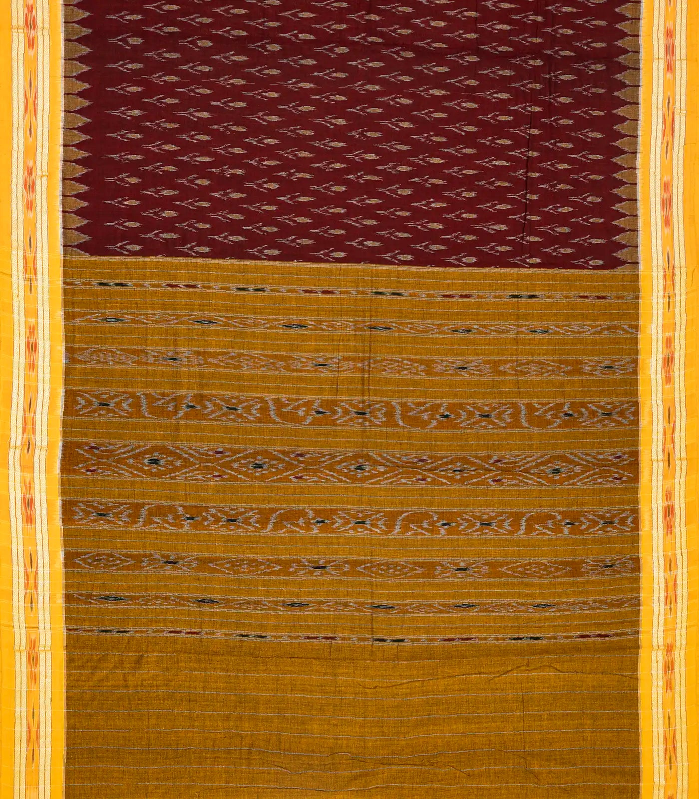 Maroon Handloom Orissa Cotton Saree With Contrast Border