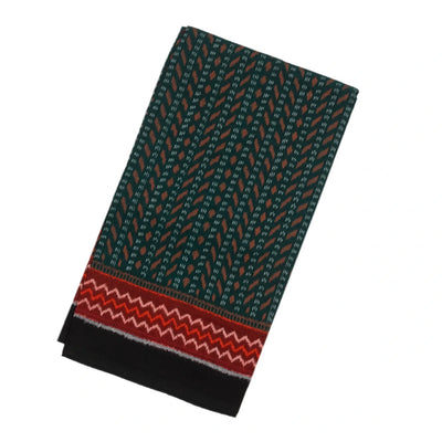 Teal Handloom Orissa Cotton Saree With Tie & Dye Stripes