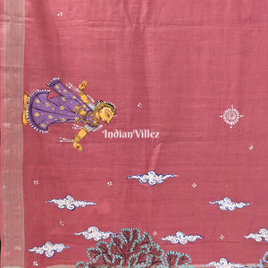 Pink Raja Theme Pattachitra Saree (Pre Order)