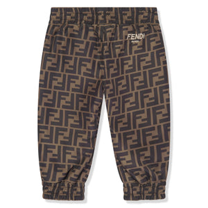 Fendi Baby FF Logo Reversible Brown Sweatpants
