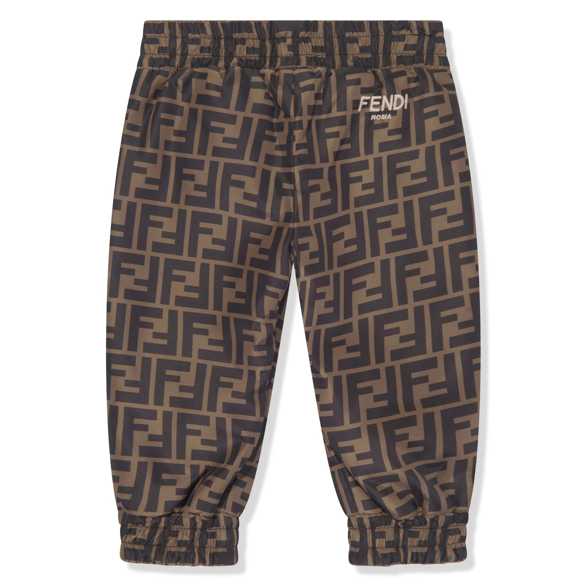 Fendi Baby FF Logo Reversible Brown Sweatpants