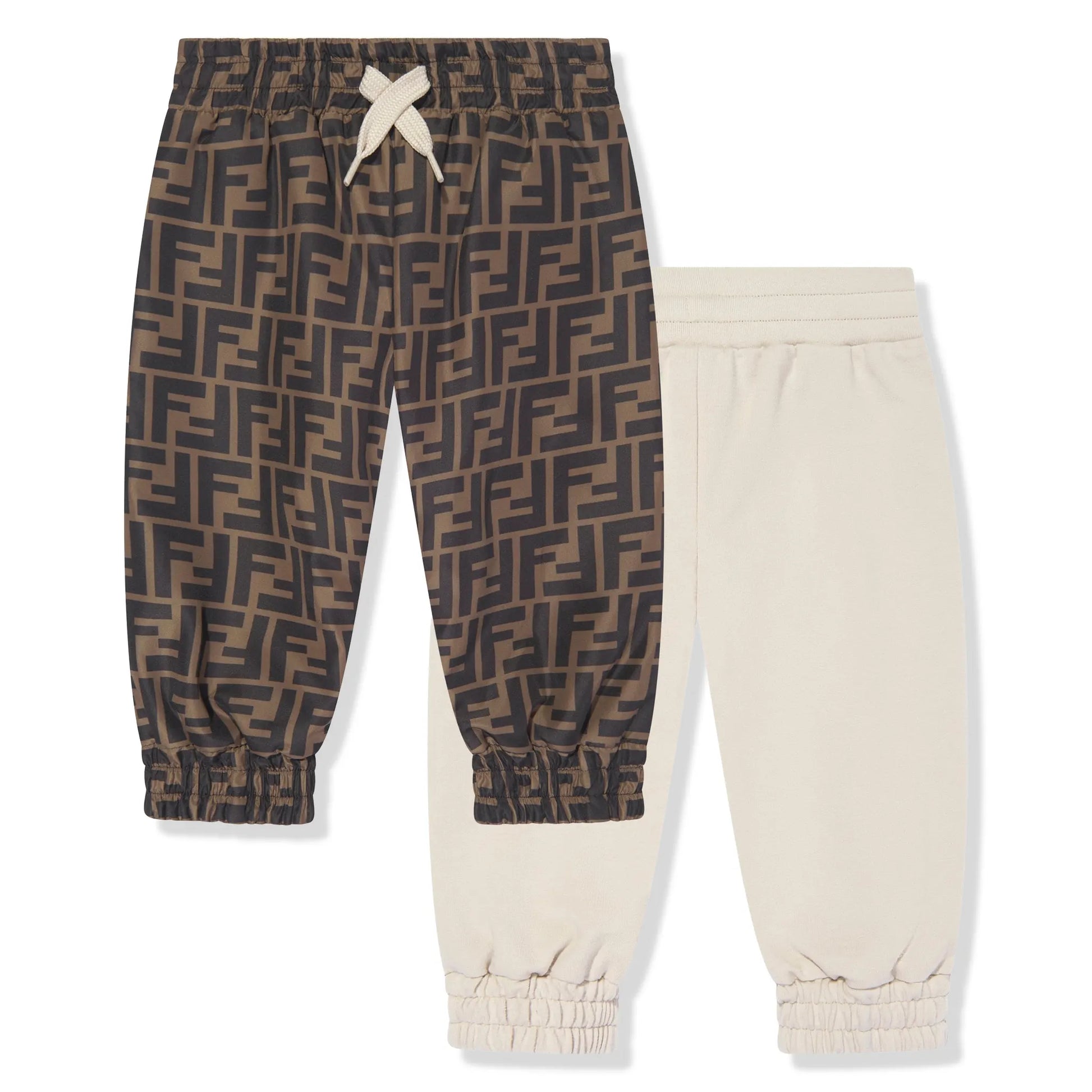 Fendi Baby FF Logo Reversible Brown Sweatpants