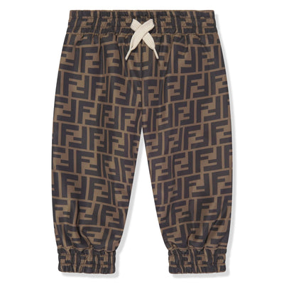 Fendi Baby FF Logo Reversible Brown Sweatpants