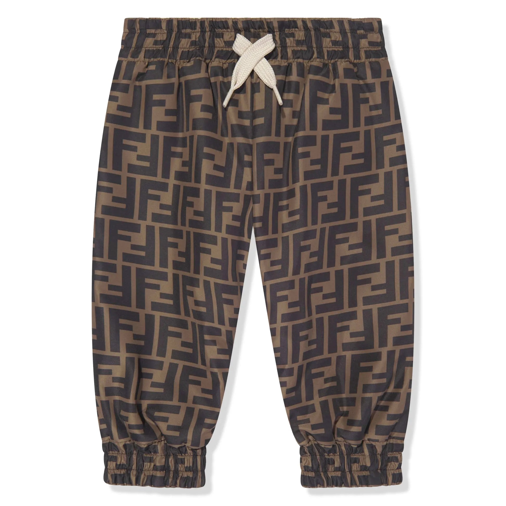 Fendi Baby FF Logo Reversible Brown Sweatpants