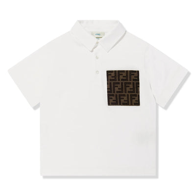 Fendi Boys FF Pocket White Polo Shirt