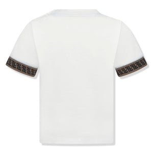 Fendi FF Logo Baby Boys Trim White T Shirt