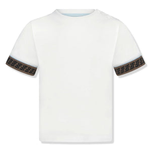 Fendi FF Logo Baby Boys Trim White T Shirt