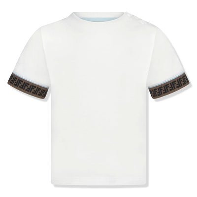 Fendi FF Logo Baby Boys Trim White T Shirt