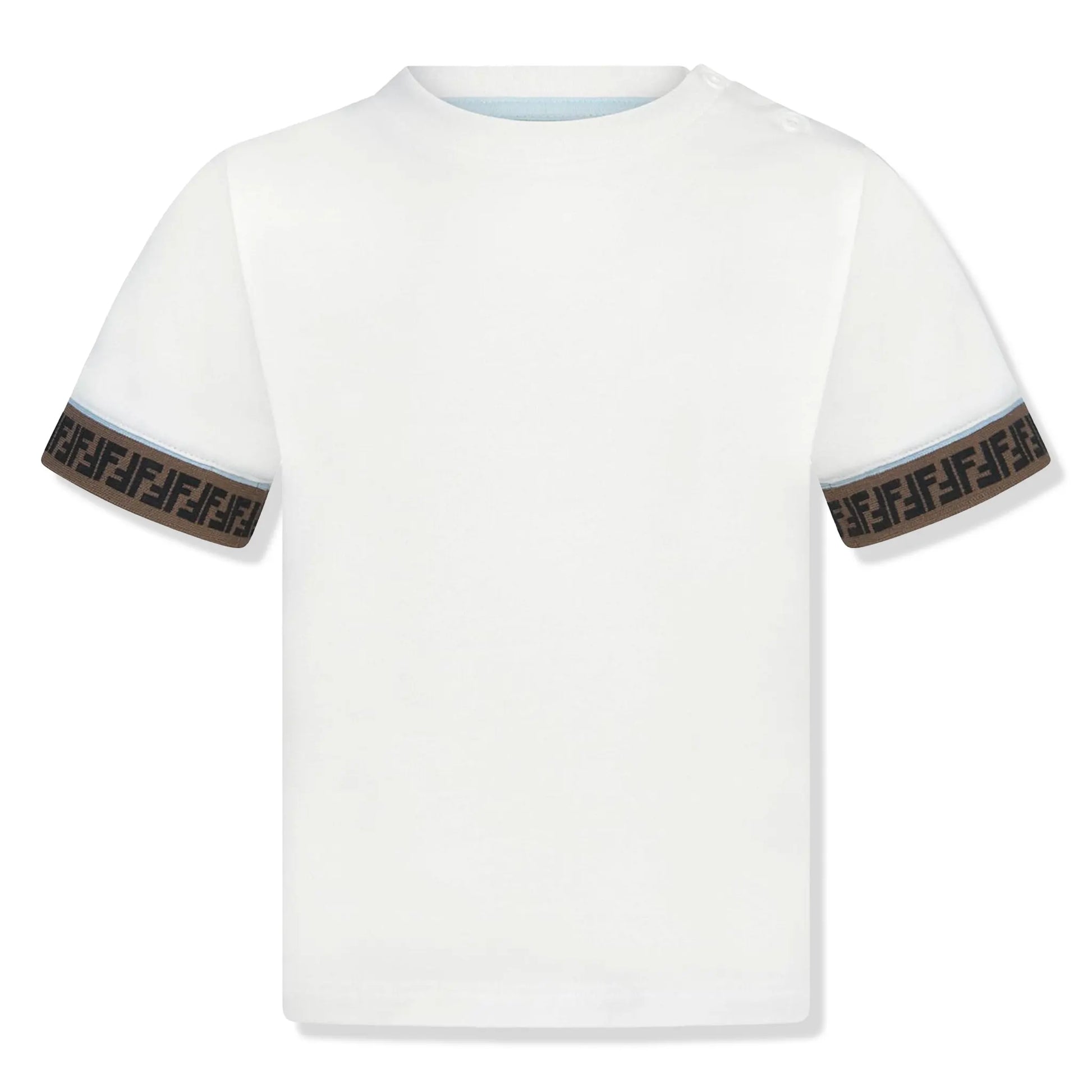 Fendi FF Logo Baby Boys Trim White T Shirt