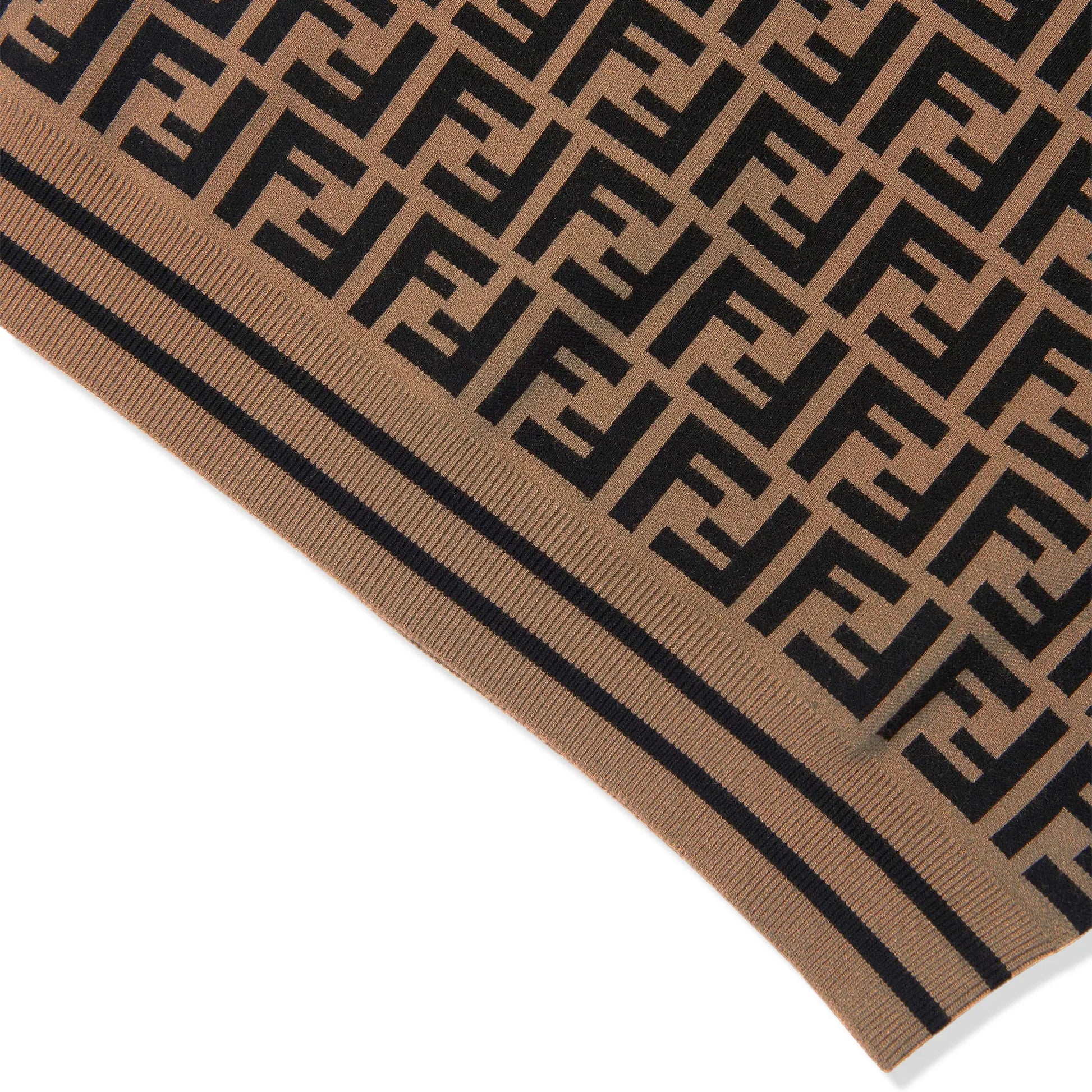 Fendi FF Logo Girls Knitted Brown T Shirt