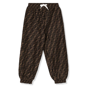 Fendi FF Logo Kids Brown Sweatpants