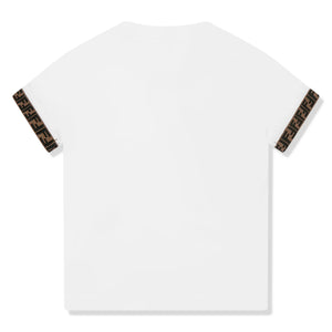 Fendi Logo Trim Kids White T Shirt