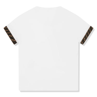 Fendi Logo Trim Kids White T Shirt