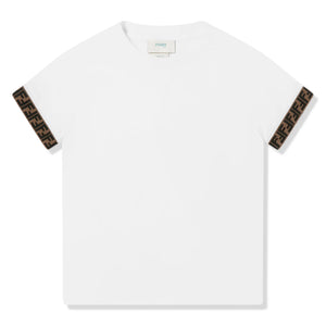 Fendi Logo Trim Kids White T Shirt