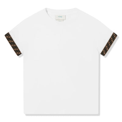 Fendi Logo Trim Kids White T Shirt