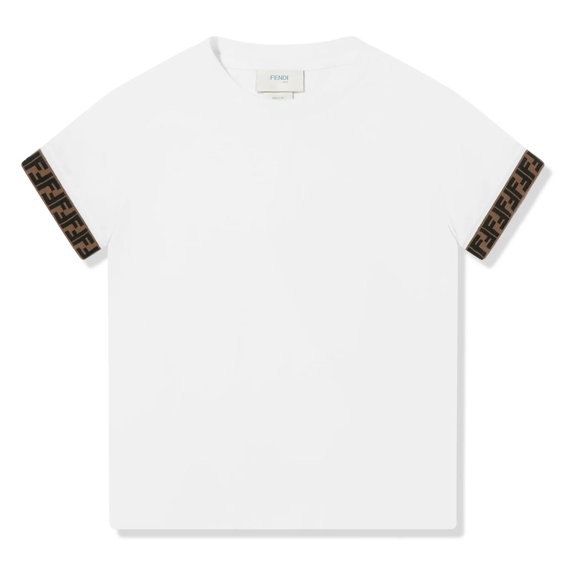Fendi Logo Trim Kids White T Shirt