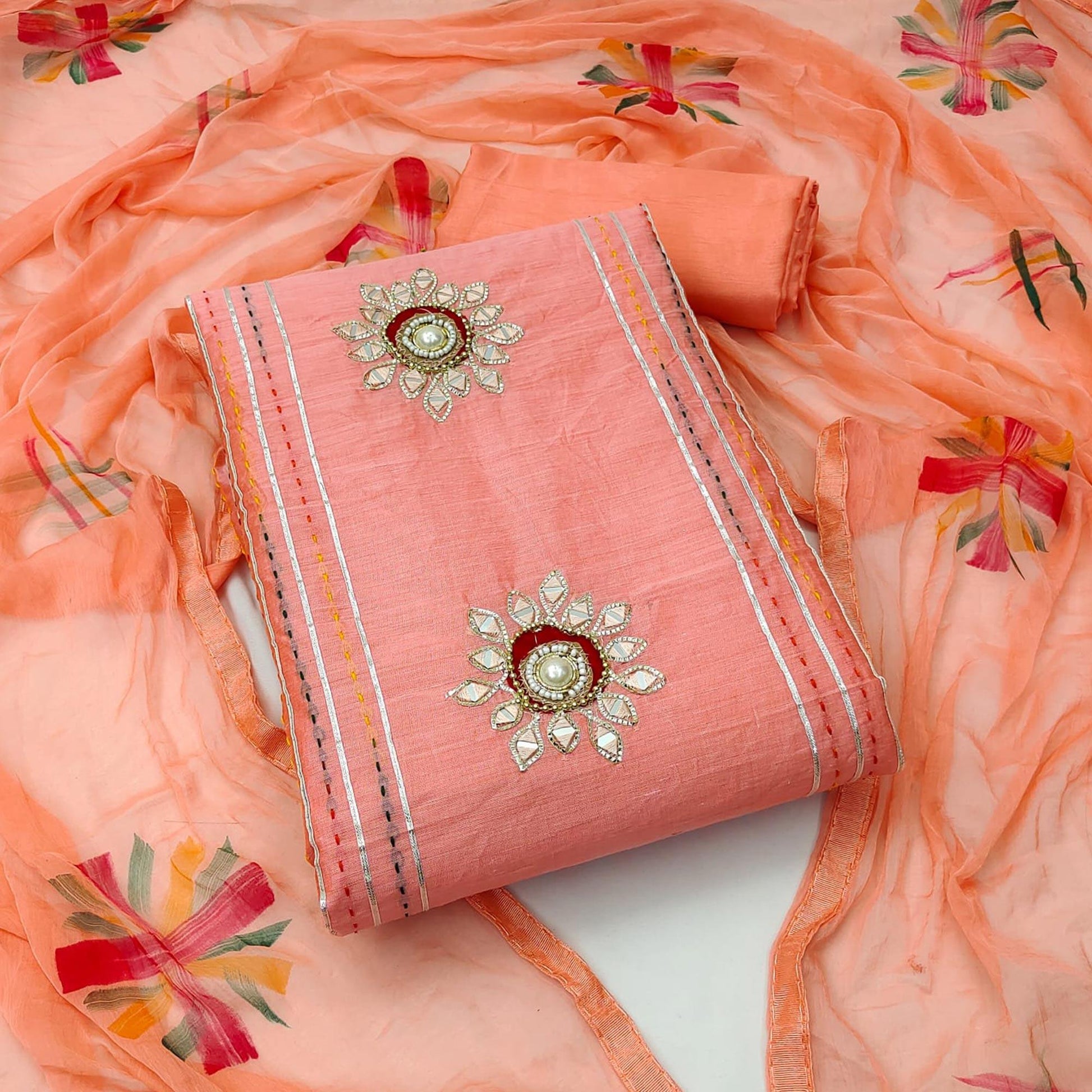 Fenta Embroidered Chanderi Dress Material