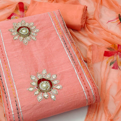 Fenta Embroidered Chanderi Dress Material