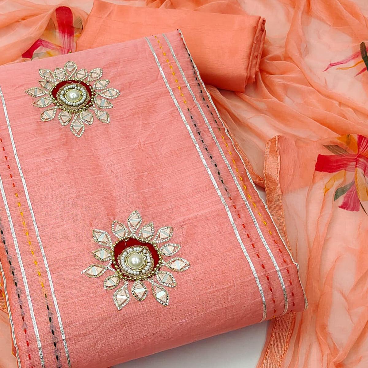 Fenta Embroidered Chanderi Dress Material