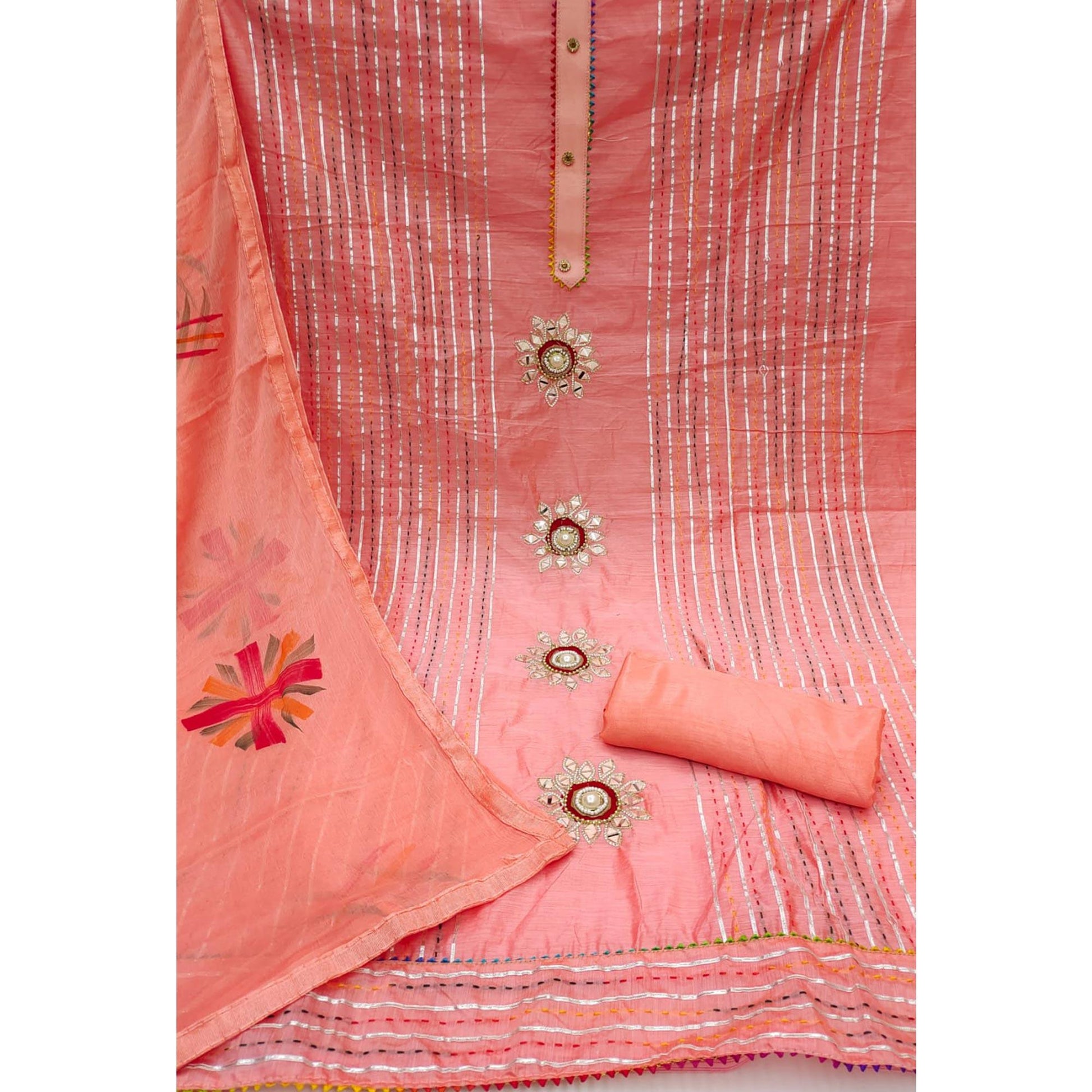 Fenta Embroidered Chanderi Dress Material