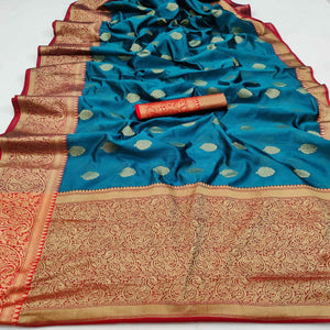Ferozi Festive Wear Woven Silk Saree