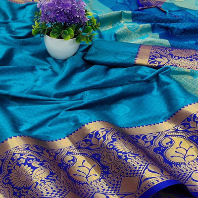 Ferozi Festive Wear Woven Soft Cotton Saree