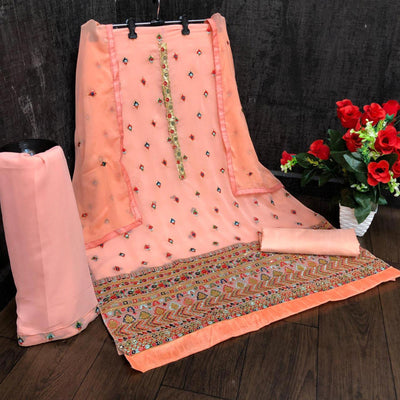 Festive Wear Light Pink Sequins Embroidery Work Faux Georgette Patiala Suit