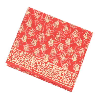 Peach Woven Jaipur Cotton Saree Printed With Cream Floral Motifs