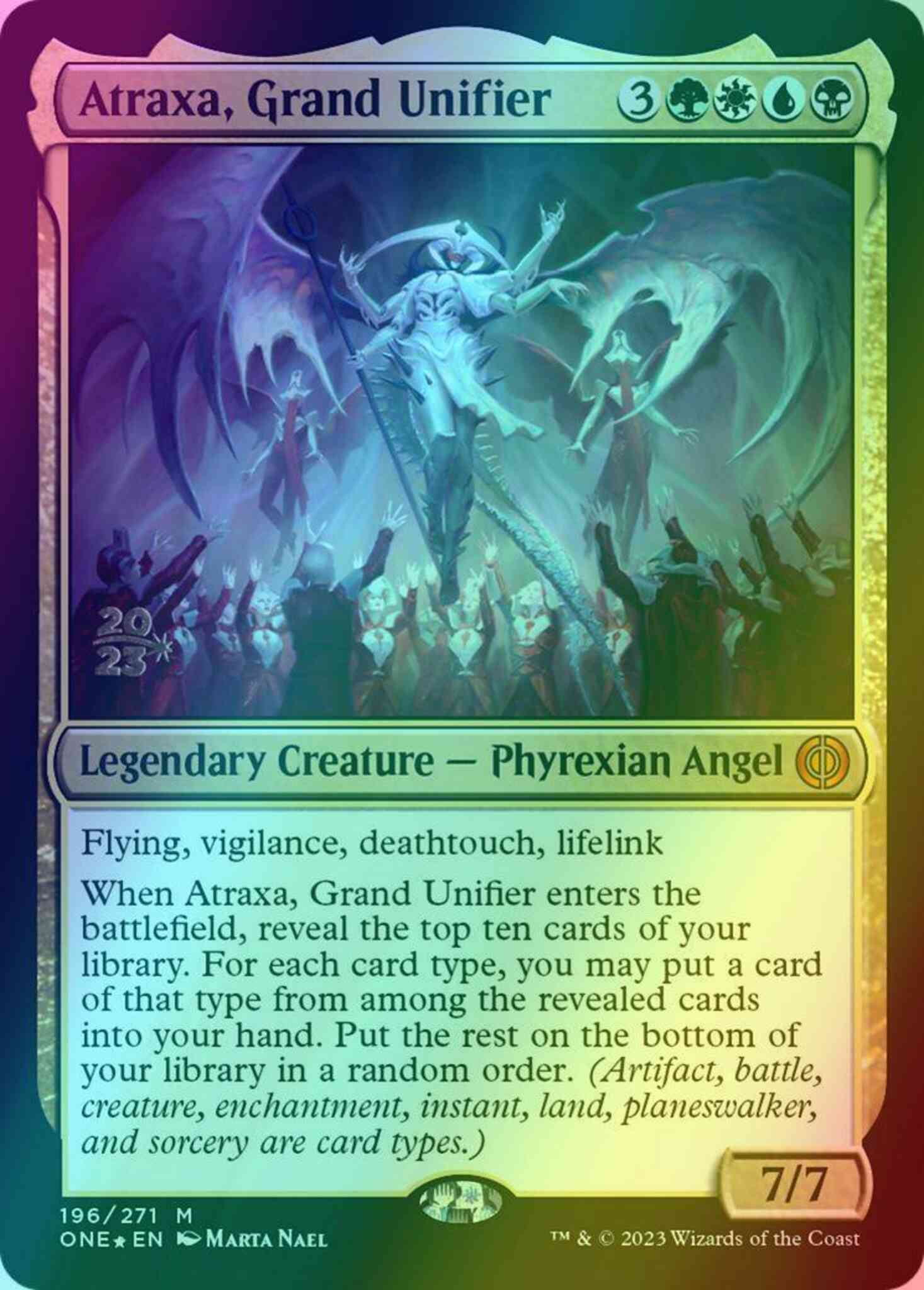 Atraxa, Grand Unifier [196s] [Prerelease] [Phyrexia: All Will Be One: Promos] [Foil]