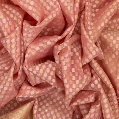 Baby Pink Woven Banarasi Silk Saree With Floral Motifs