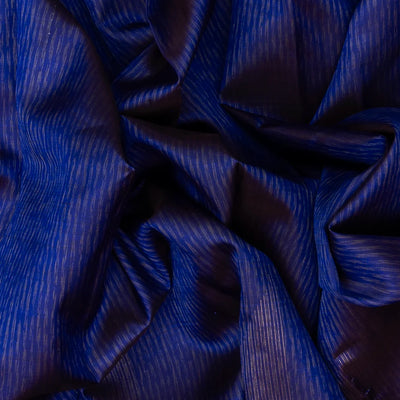 Dark Blue Handloom Kanchipuram Silk Saree With Zari Stripes