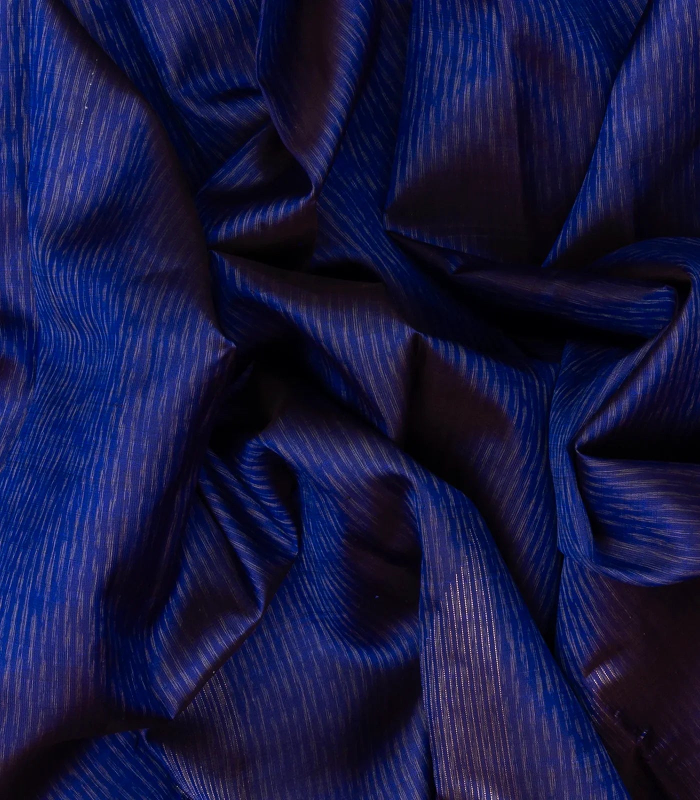 Dark Blue Handloom Kanchipuram Silk Saree With Zari Stripes