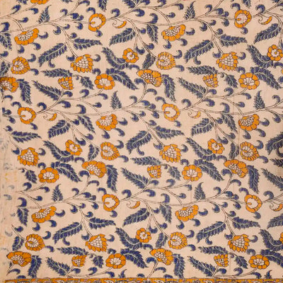 Pink Woven Kalamkari Kota Cotton Saree With Printed Floral Motifs