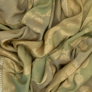 Cardamom Green Woven Banarasi Tissue Rangkat Saree With Embroidery