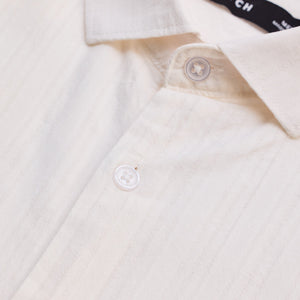Cream Slim Fit Stripes Shirt
