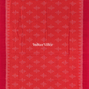 Orange Odisha Ikat Sambalpuri Cotton Saree with Tassel