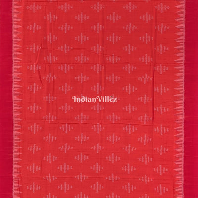 Orange Odisha Ikat Sambalpuri Cotton Saree with Tassel
