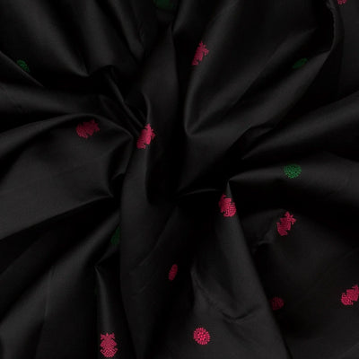Black Handloom Kanchipuram Korvai Silk Saree With Gandaberunda Buttas