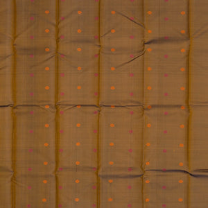 Mustard Handloom Kanchi Cotton Saree With Dotted Stripes